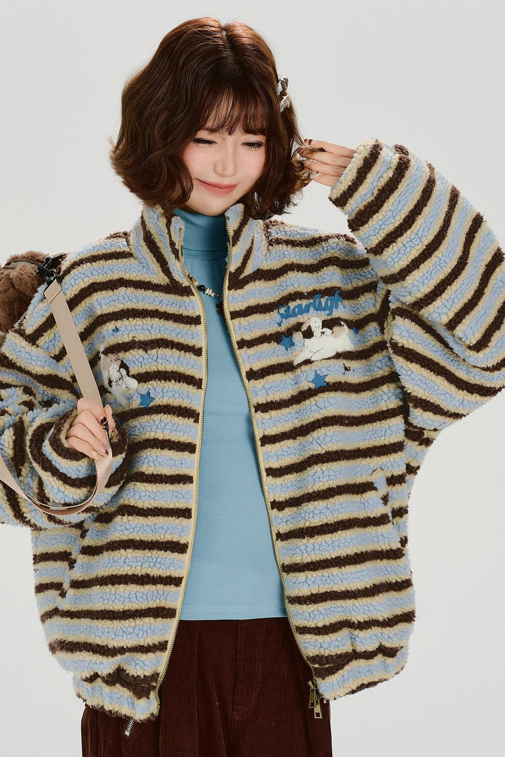 ハイネックボーダージップジャケット
