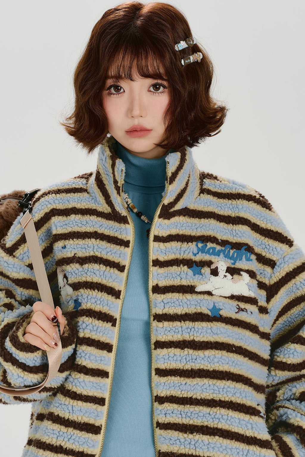 ハイネックボーダージップジャケット