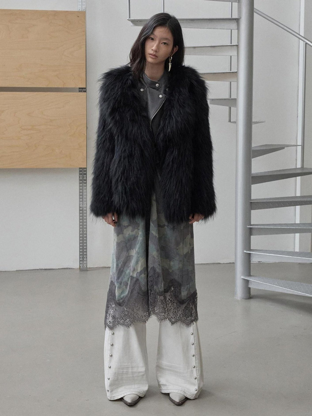 Heavy Woven Oversized Lapel Women's Faux Raccoon Fur Faux Fur Coats