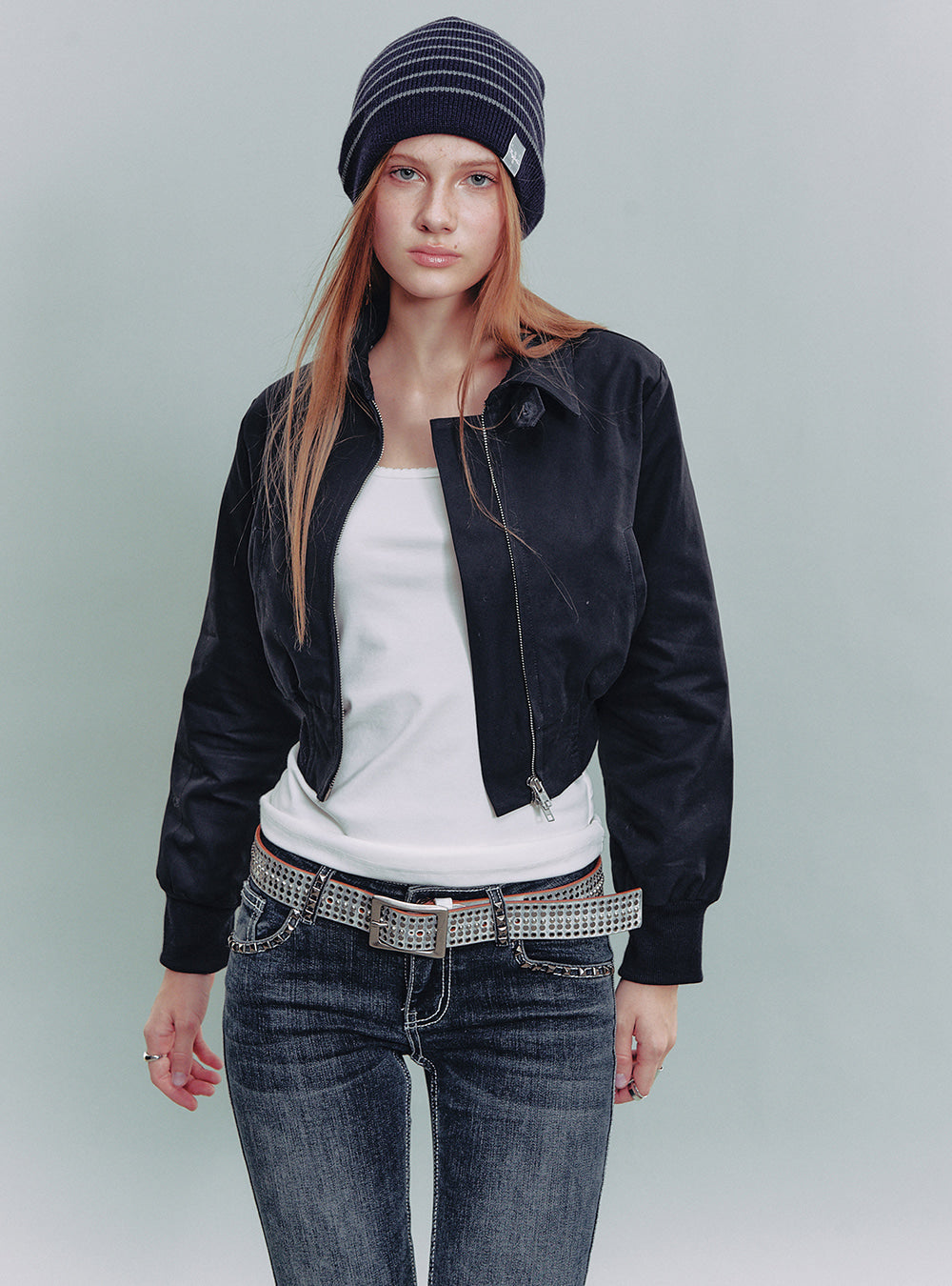 Navy Cropped Jacket
