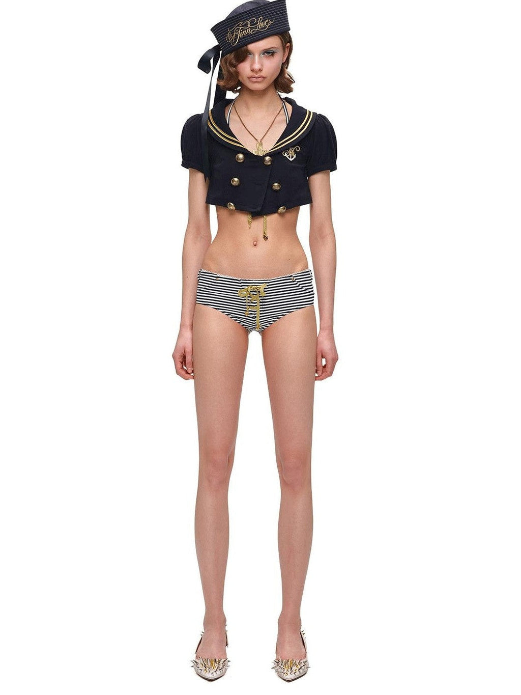 Nautical Short Sleeve Minimalist Women's Casual Top & Pants Sets
