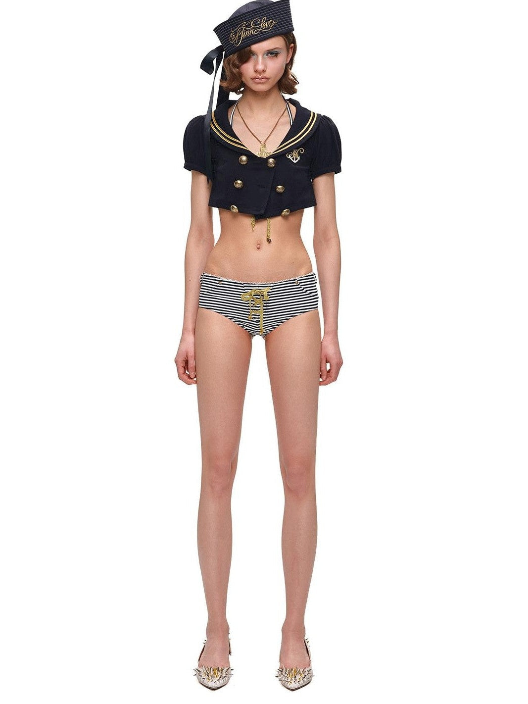 Nautical Short Sleeve Minimalist Women's Casual Top & Pants Sets
