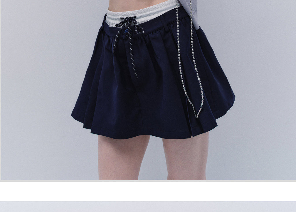 Faux Layered Knit Top And Double-Waist Mini Skirt