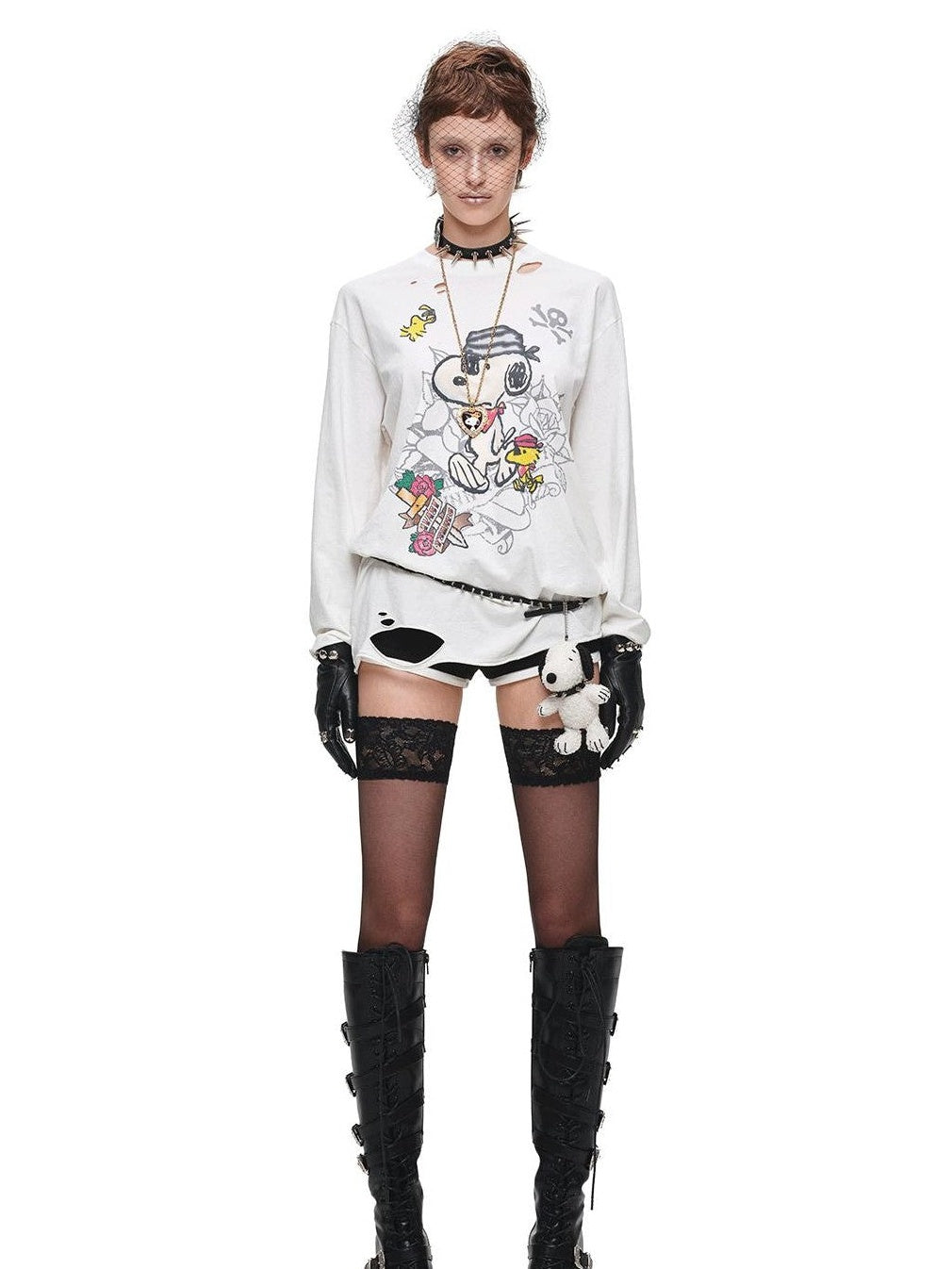 Vintage Distressed Large Print Long Sleeve Women's Oversized T-shirts