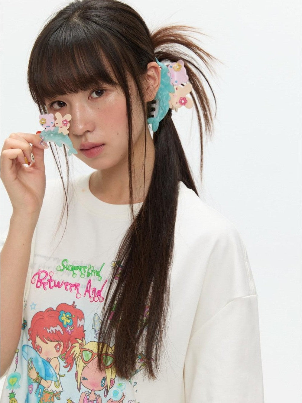 Surfing Dolphin Shark Ocean Motif Claw Women's Acetate Hair Clips