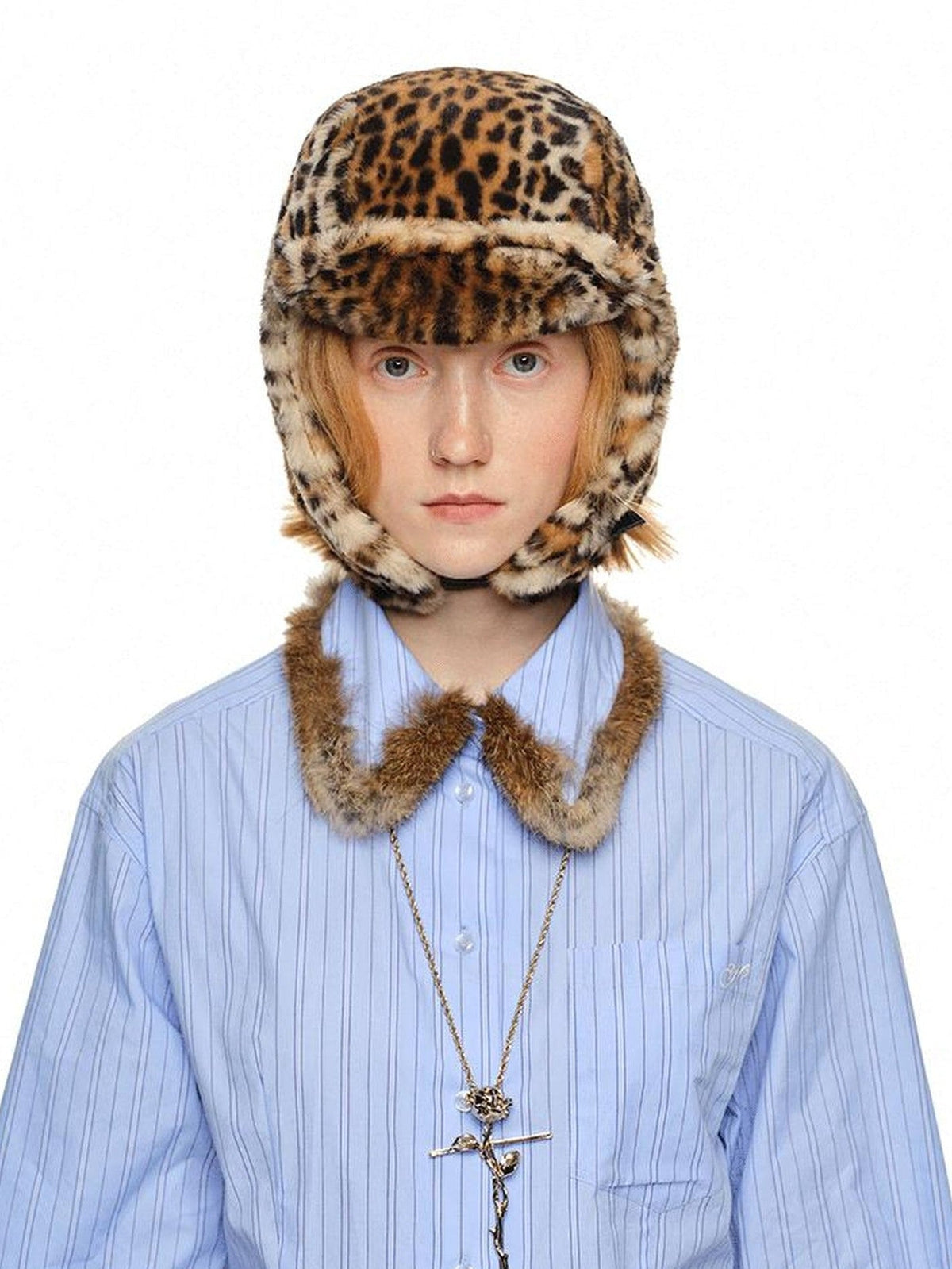 Plush Multicolor Earflap Aviator Women's Eco Rabbit Fur Beanies