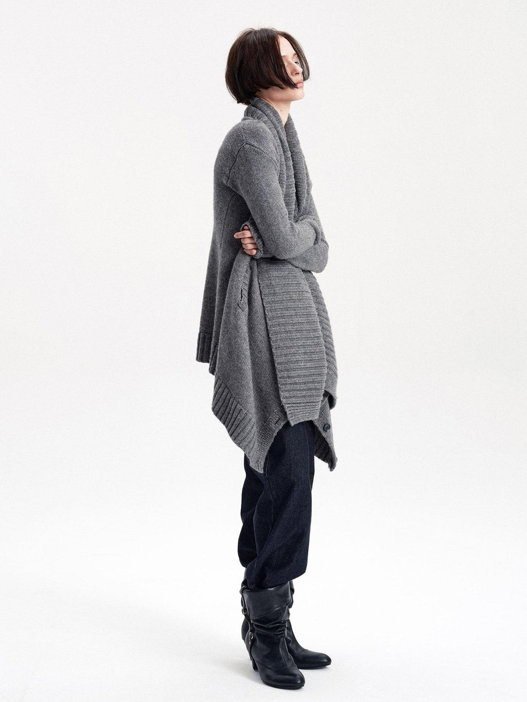 Asymmetric Irregular British Vintage Reversible Women's Wool Cardigans