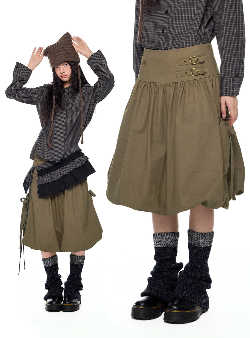 Cross Puff Pocket Skirt (2color)