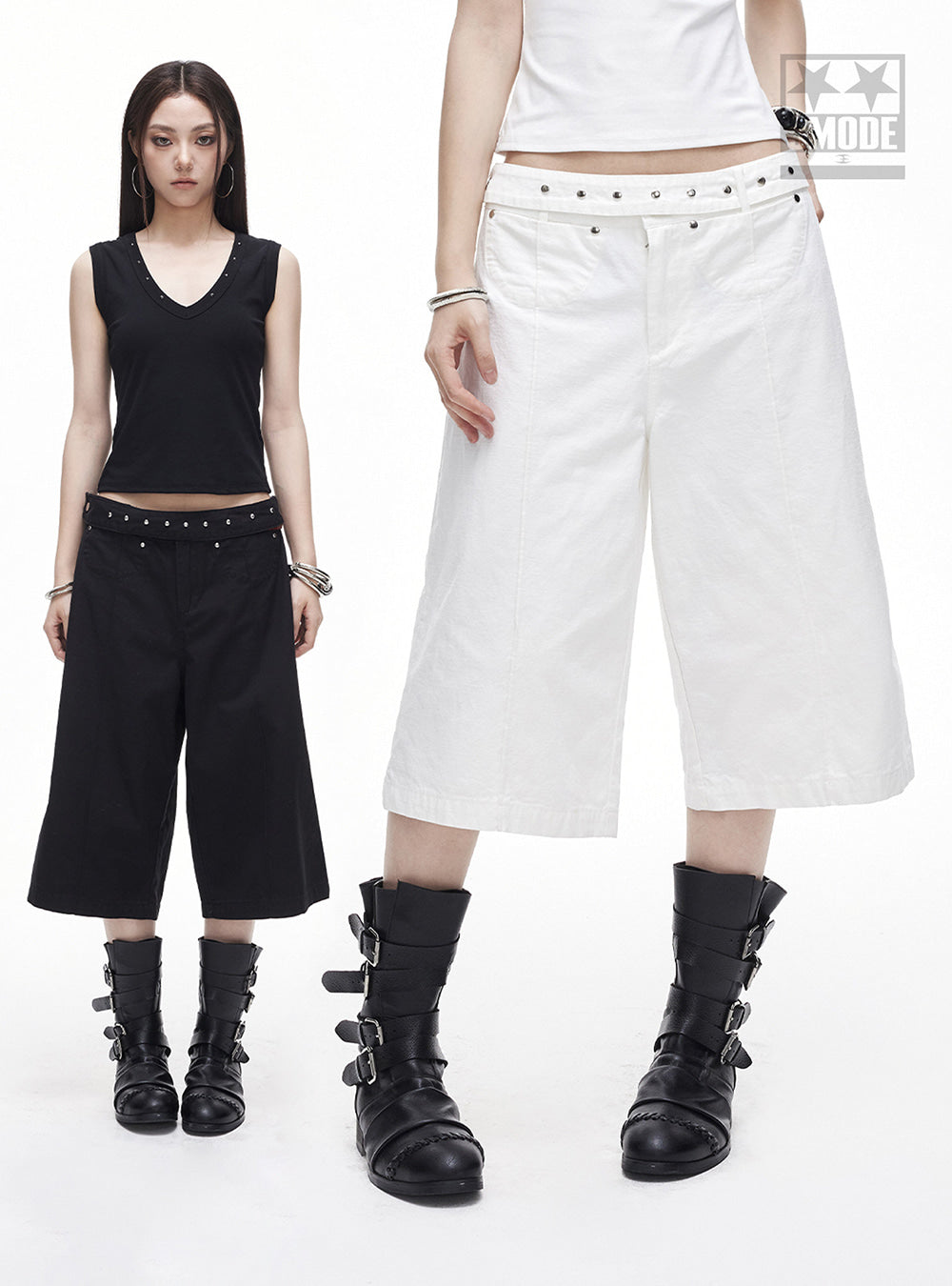Stud Waist Bermuda Pants (2color)