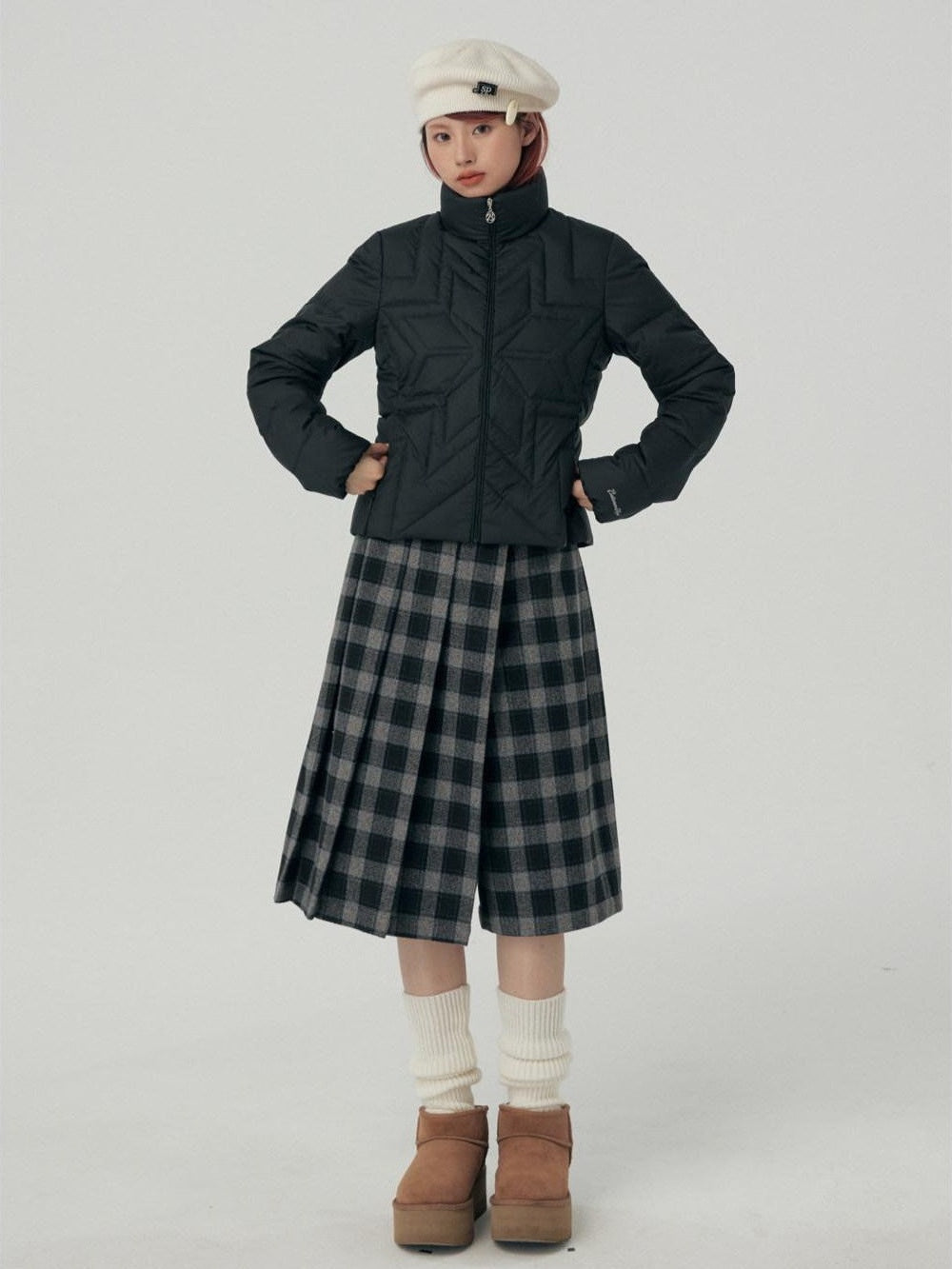 Reflective Snowflake Print Quilted Women's Polyester Down Jackets