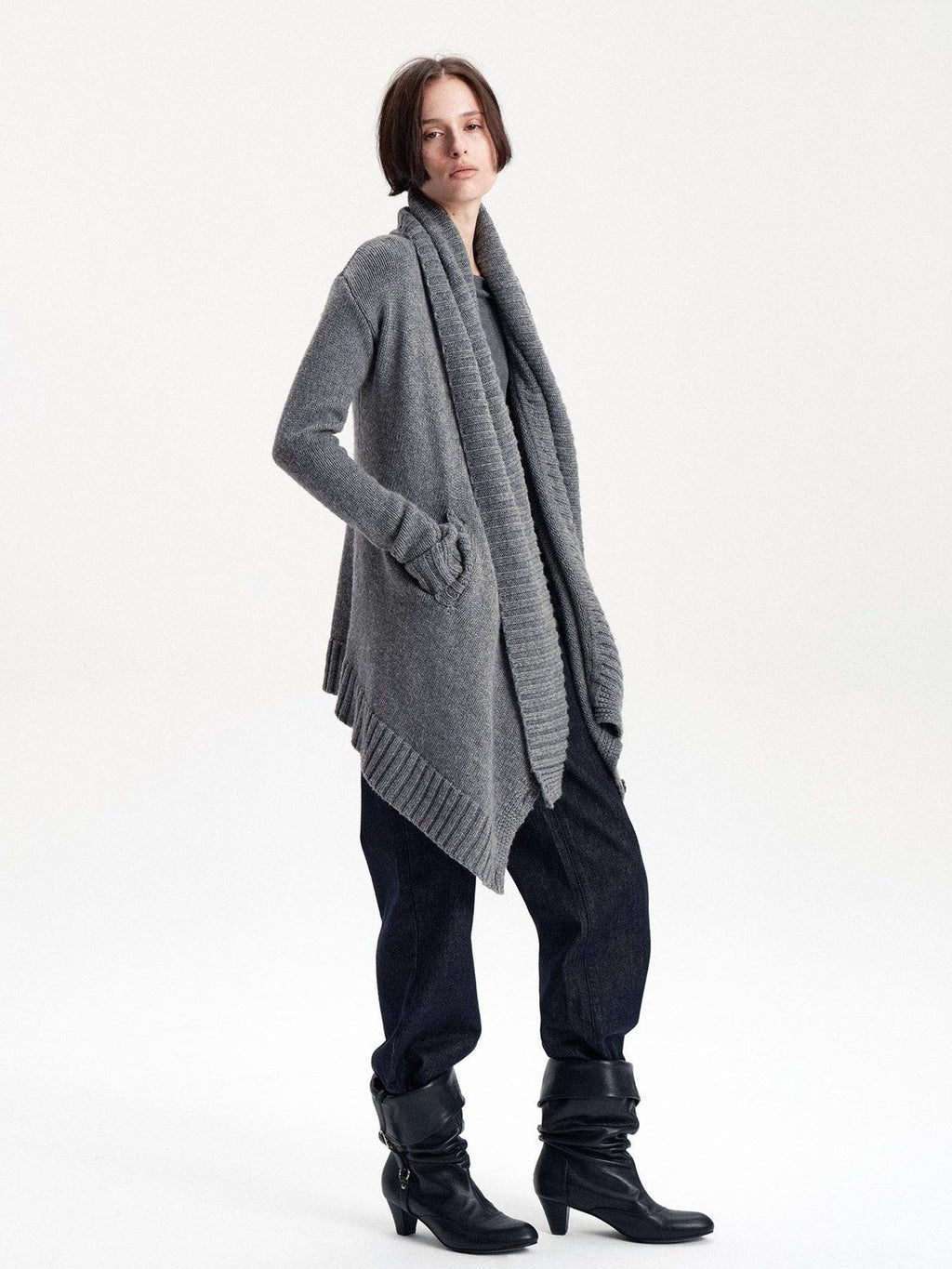 Asymmetric Irregular British Vintage Reversible Women's Wool Cardigans