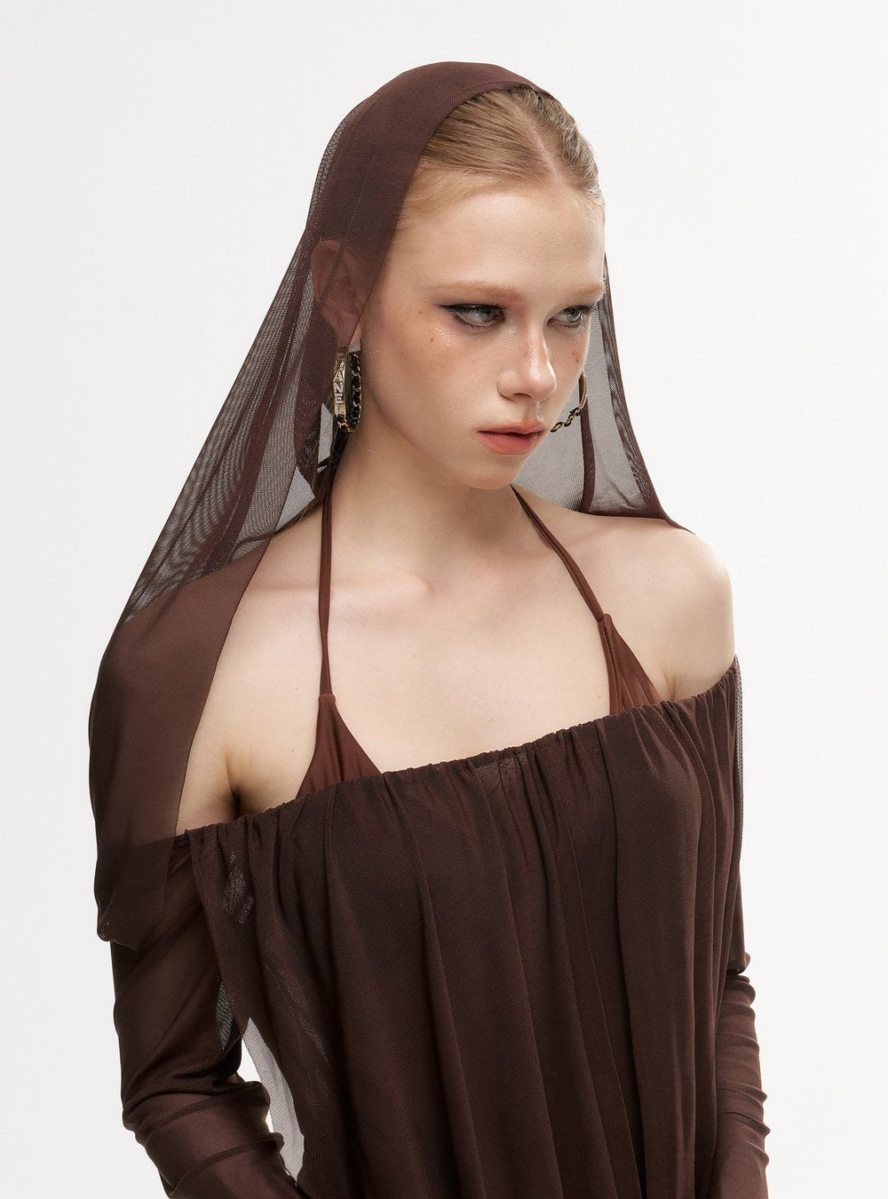 Veil Drape Dress Swim Set (3Piece)
