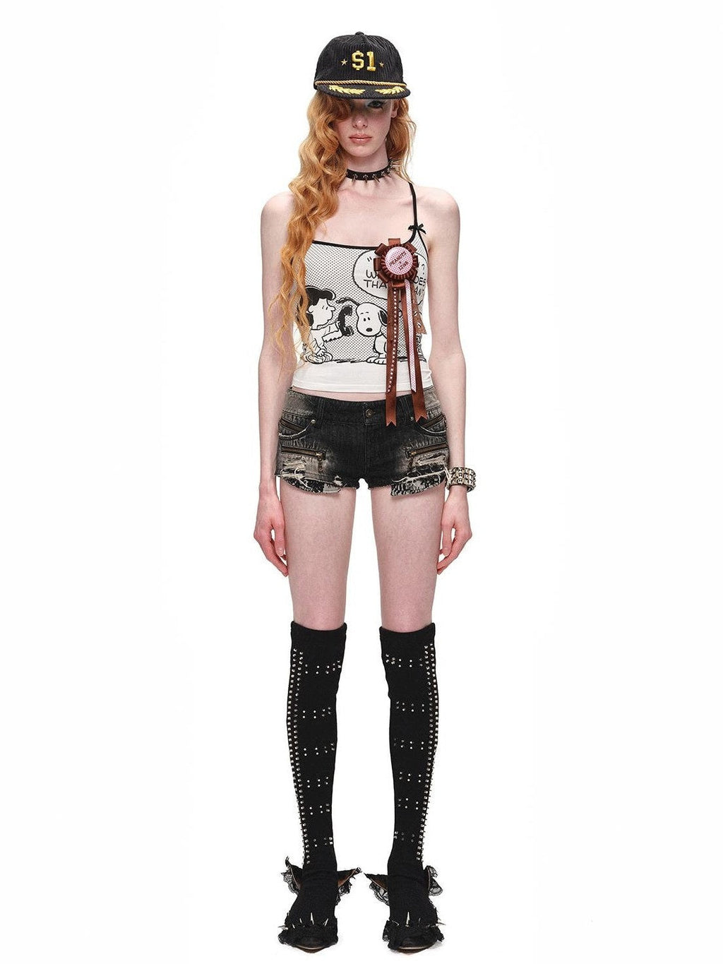 Cartoon Comic Print Spaghetti Strap Fitted Slim Women's Camisoles