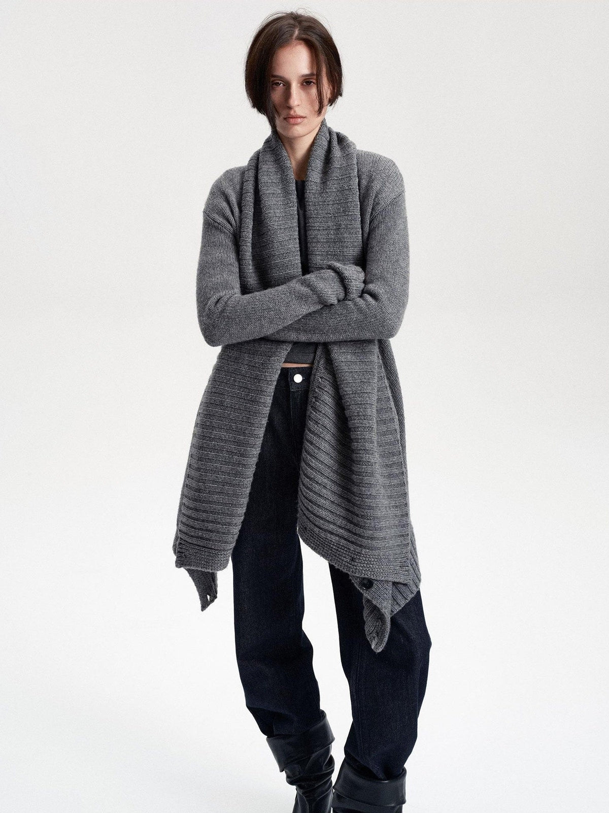 Asymmetric Irregular British Vintage Reversible Women's Wool Cardigans