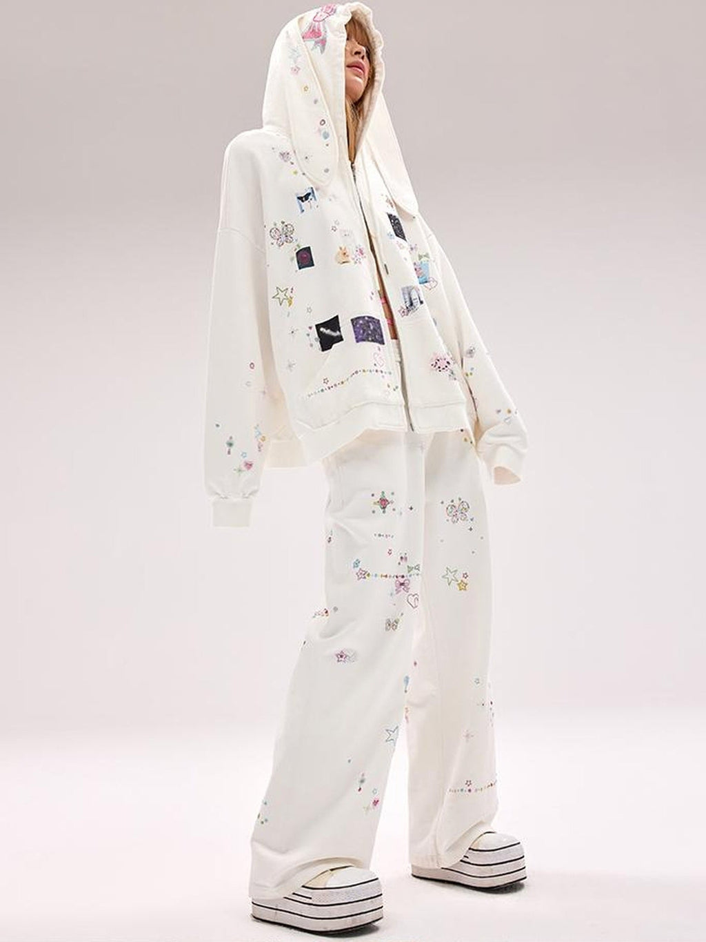Crystal Embellished Cotton Sweatpants