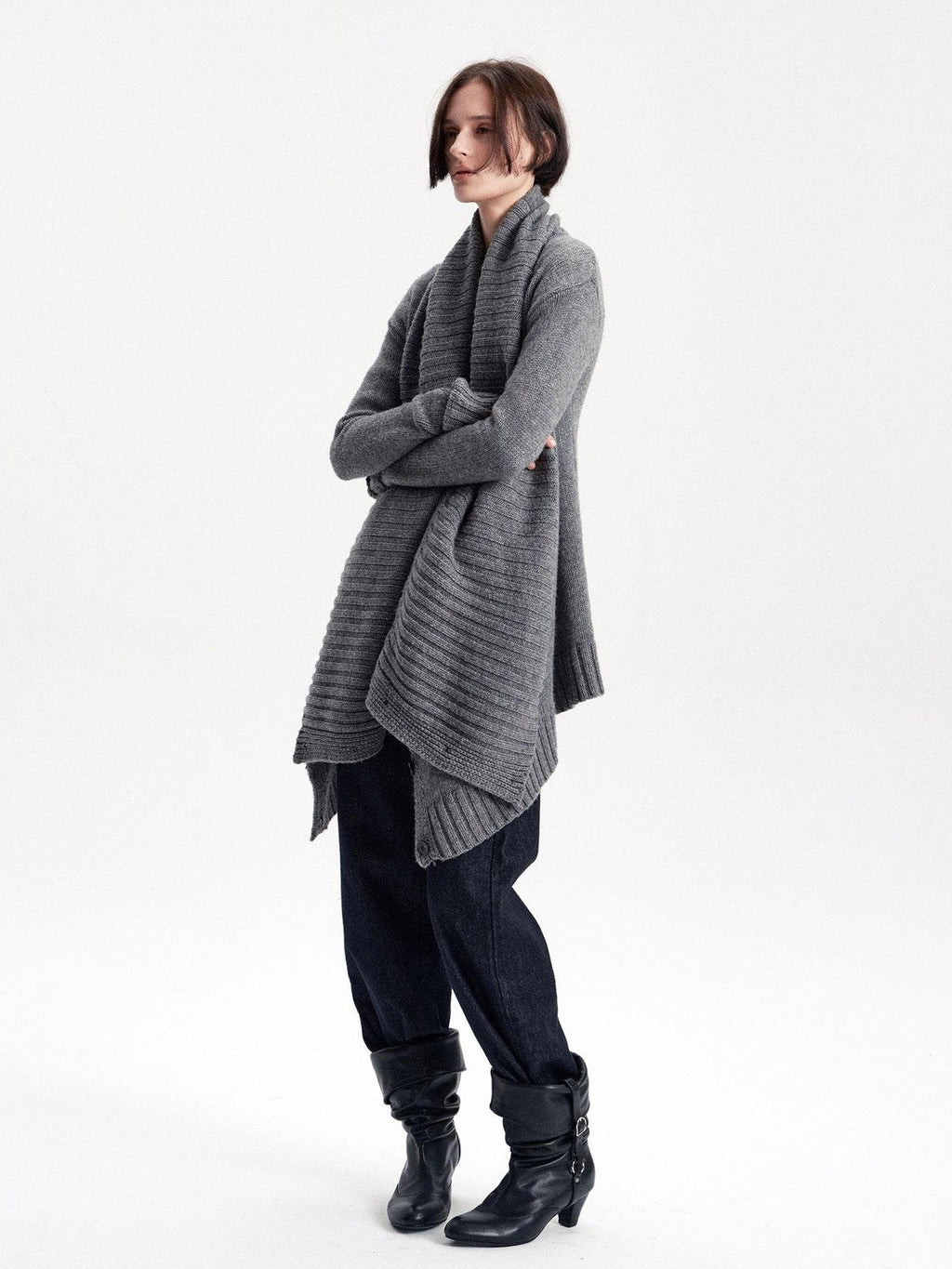 Asymmetric Irregular British Vintage Reversible Women's Wool Cardigans