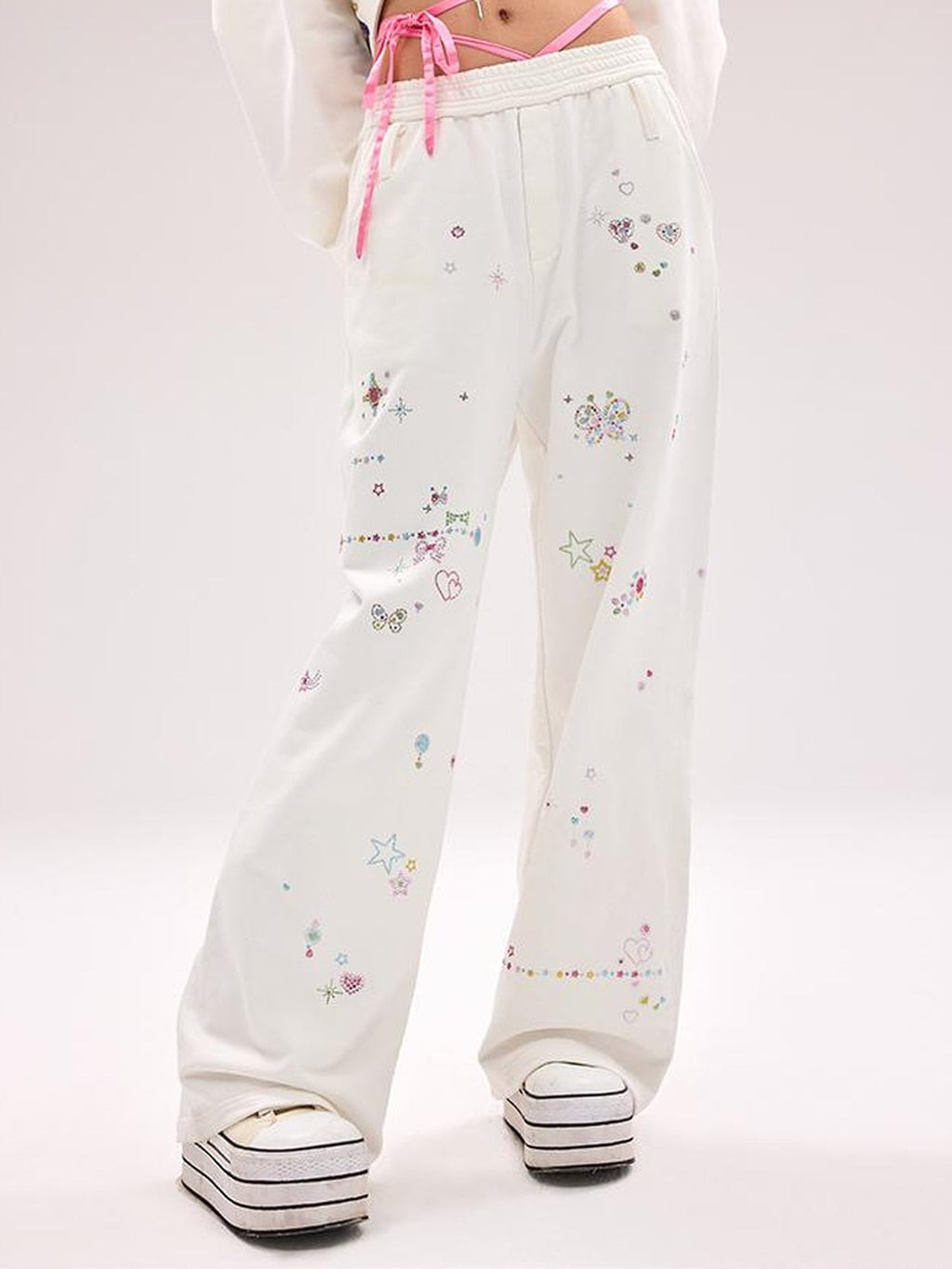 Crystal Embellished Cotton Sweatpants