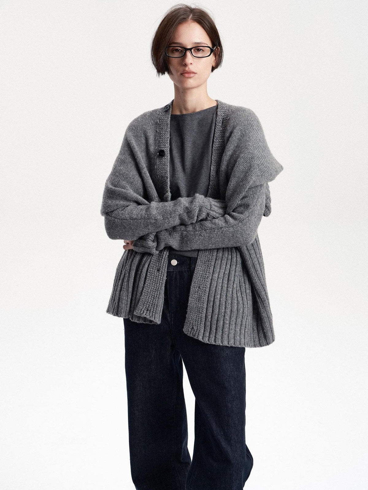 Asymmetric Irregular British Vintage Reversible Women's Wool Cardigans