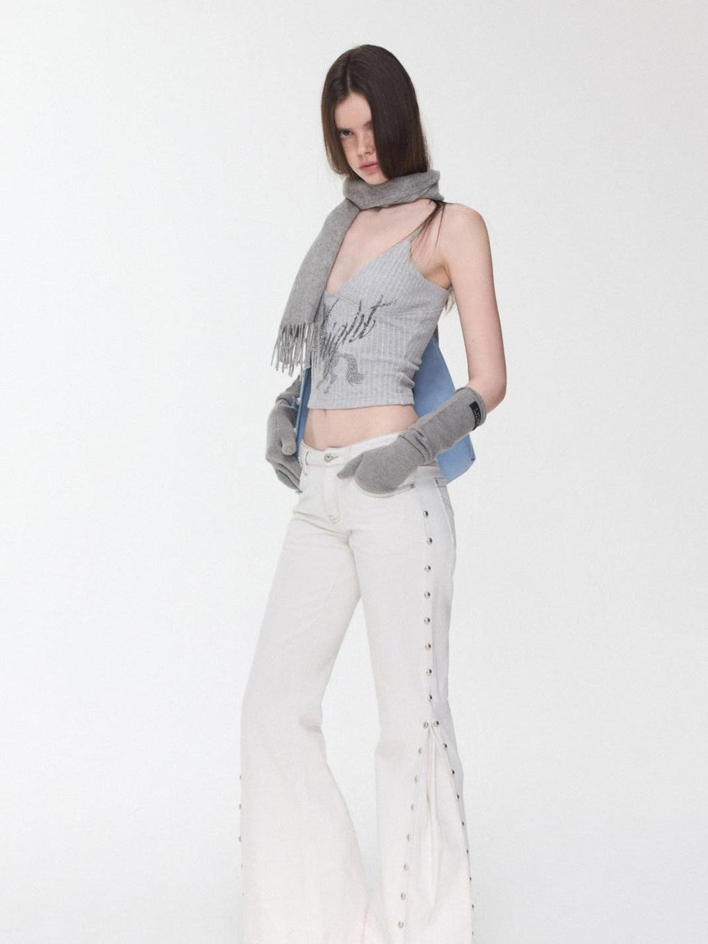 Rhinestone Equestrian Horse Print Women's Cable Knit Camisoles