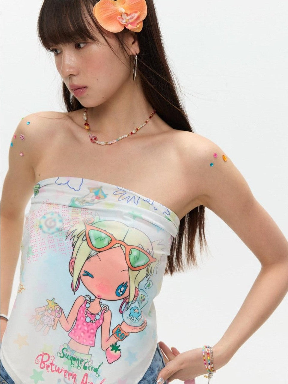Playful Illustration All Over Print Square Scarf Women's Headdresses