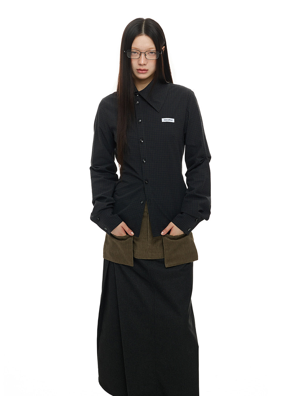 Plaid Wide Collar Check Shirt (2color)