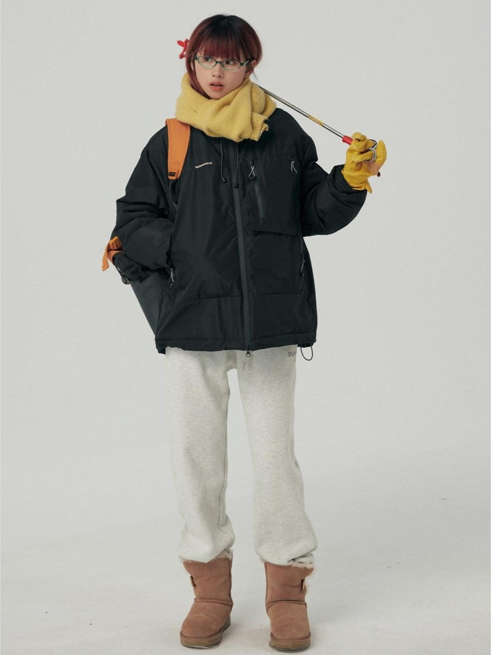 Black Hooded Waterproof Dog Patch Women's Polyester 90 White Duck Down Jackets