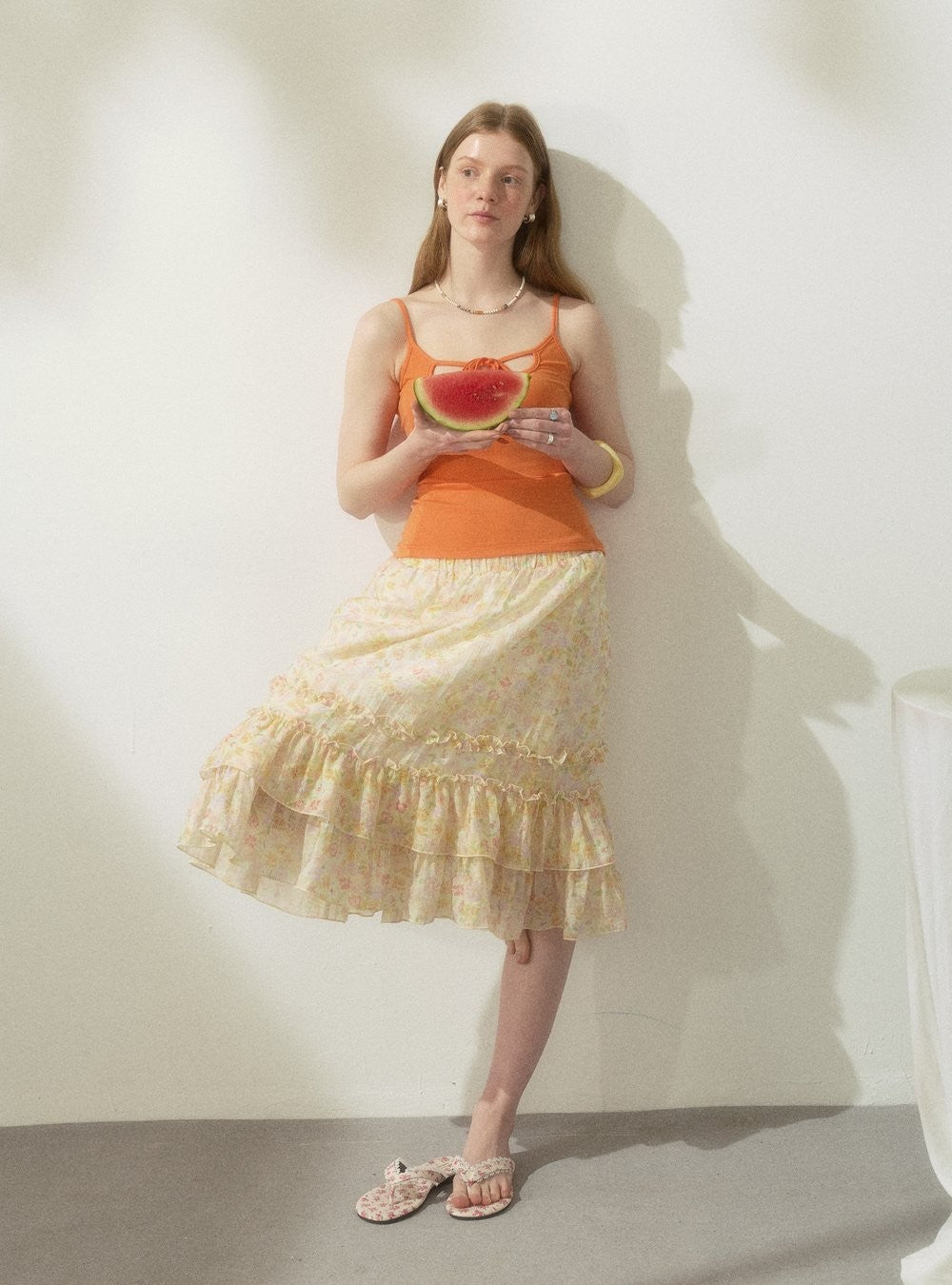 Berry Curve Ruffle Skirt