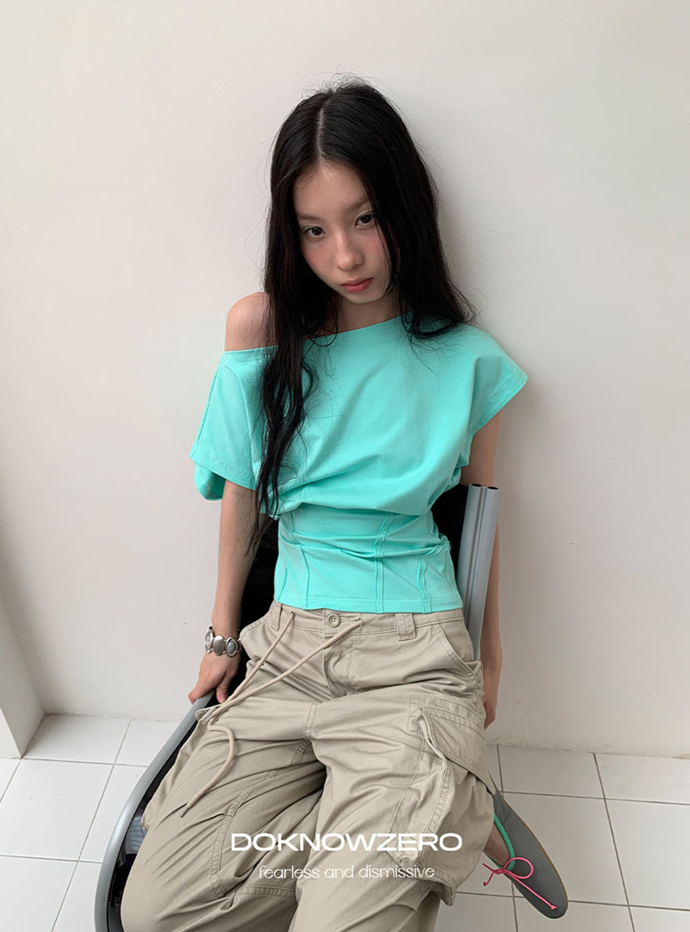 Mint Charcoal Off-Shoulder Top (2color)