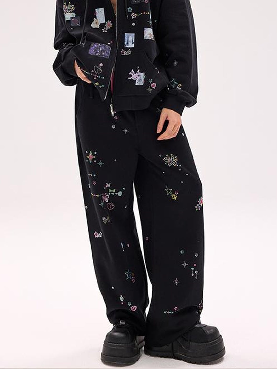 Crystal Embellished Cotton Sweatpants
