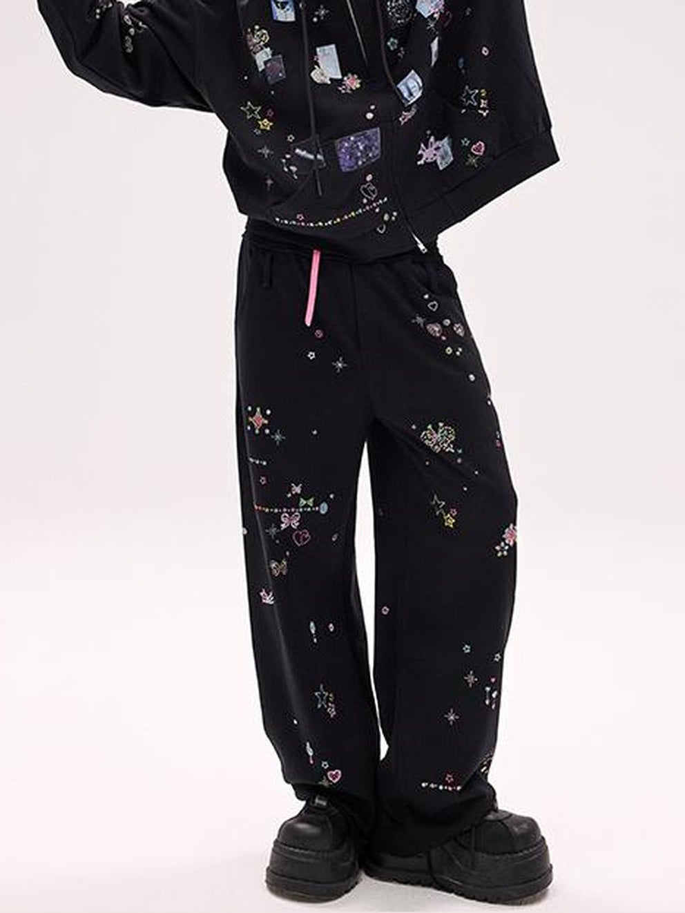 Crystal Embellished Cotton Sweatpants