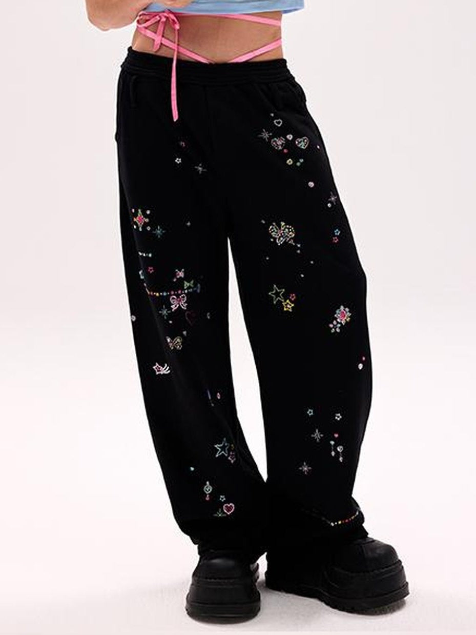 Crystal Embellished Cotton Sweatpants