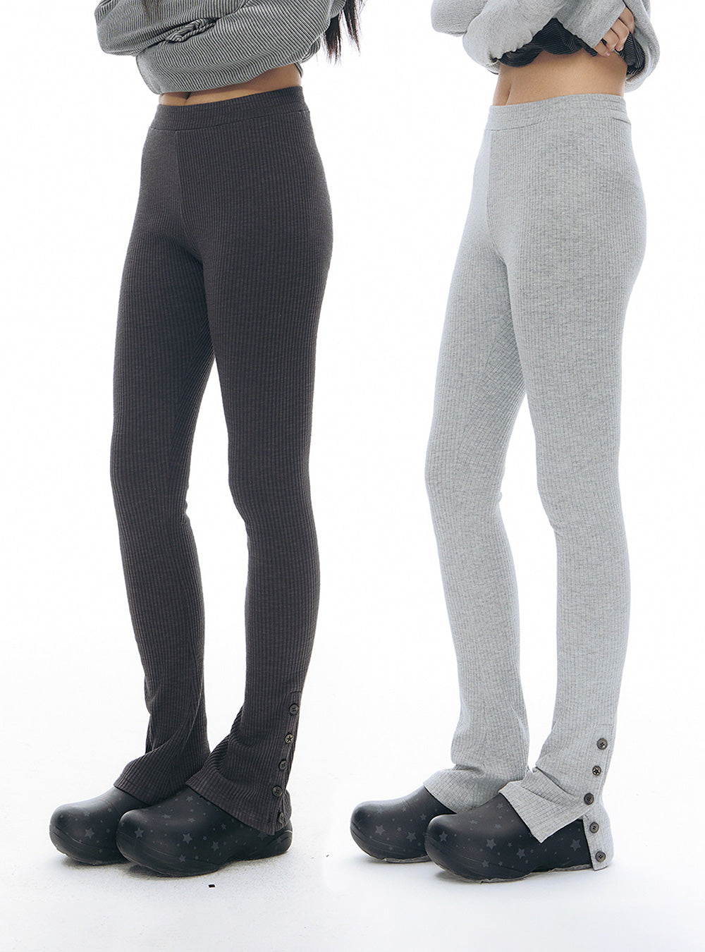 Rib Flare Button Pants (2color)
