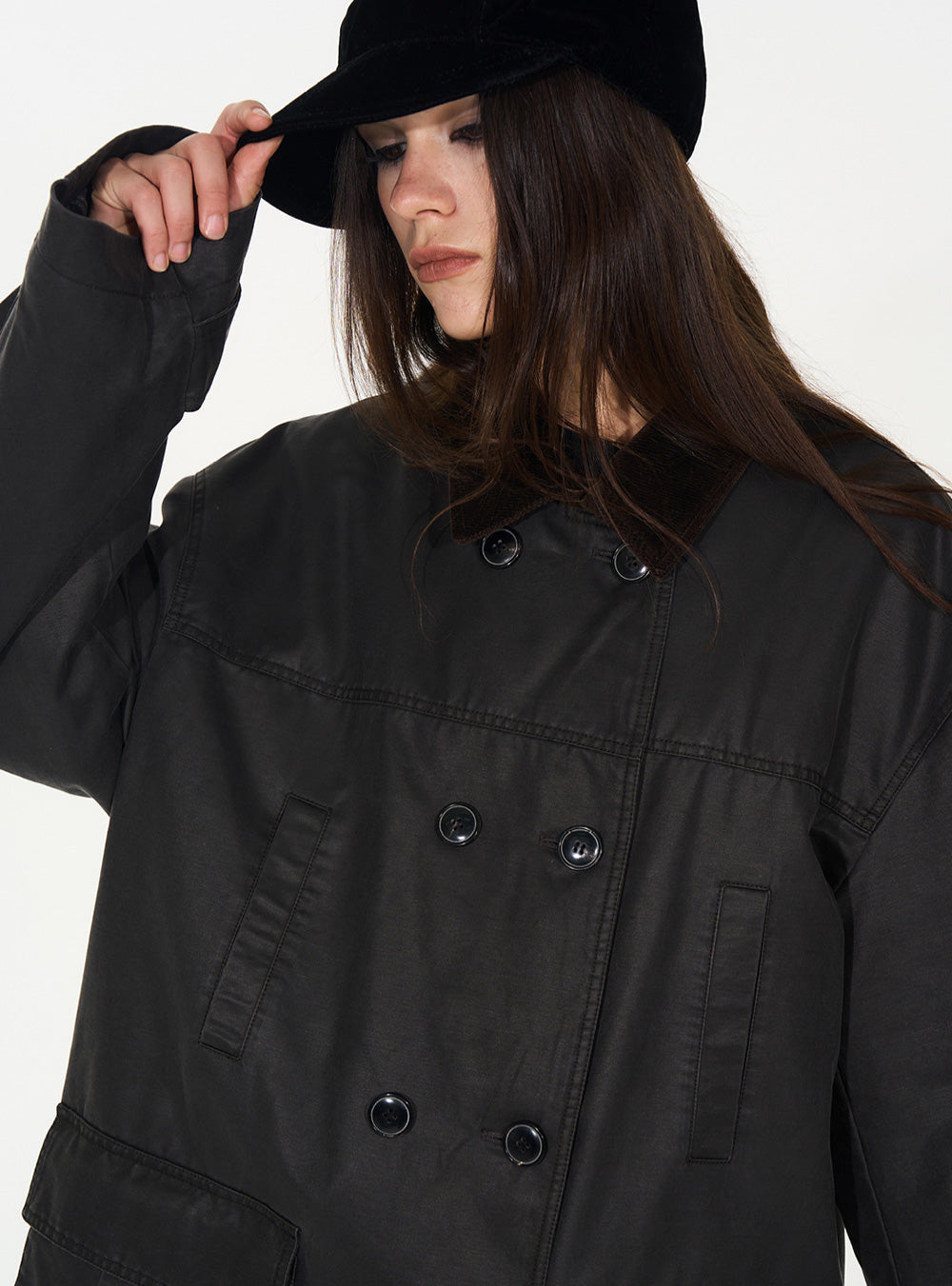 Black Wide Lapel Workwear Jacket