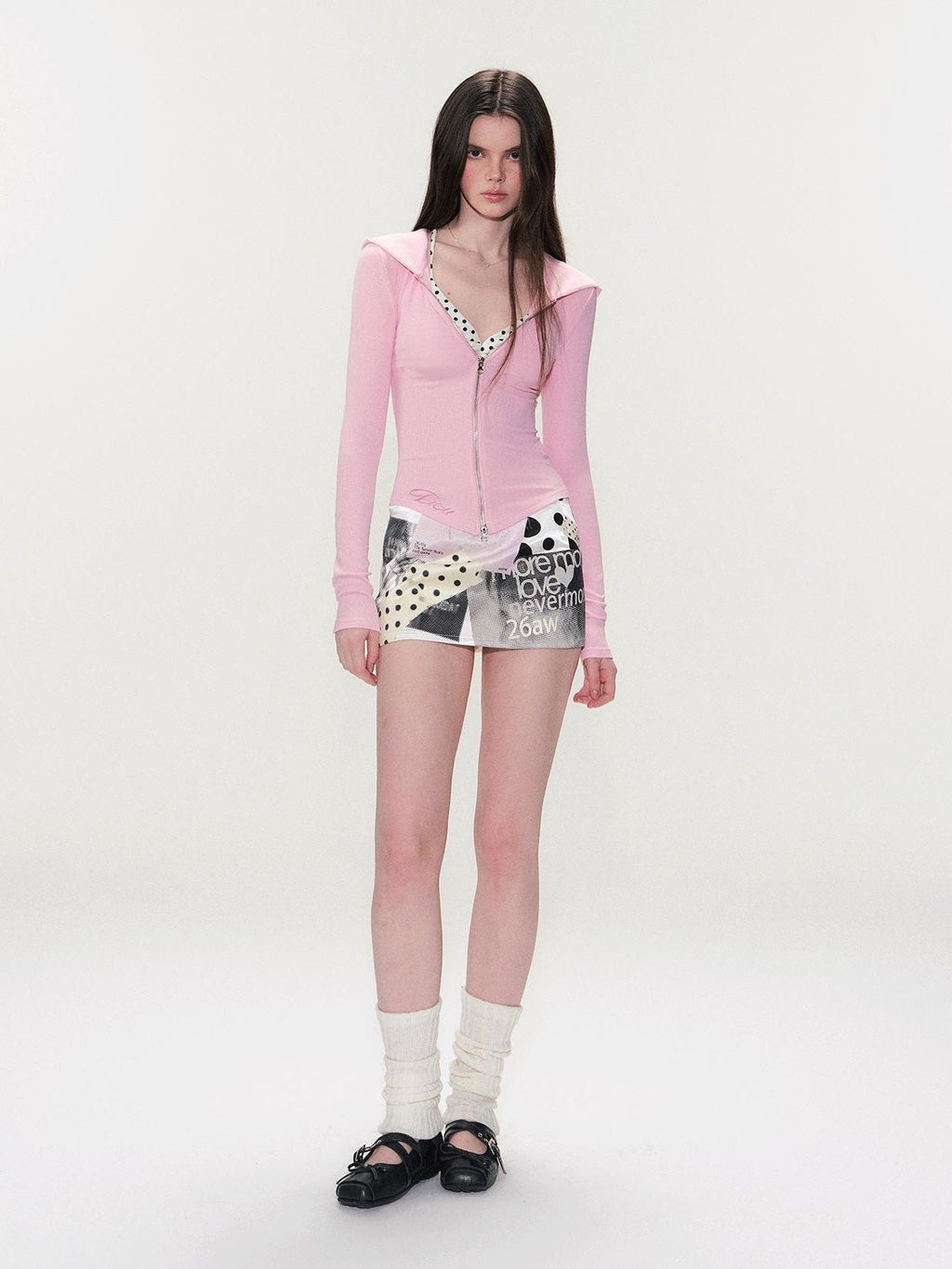 Soft Modal Fabric Sexy Slim Fit Hooded Zip Cropped Pink Women Hoodie