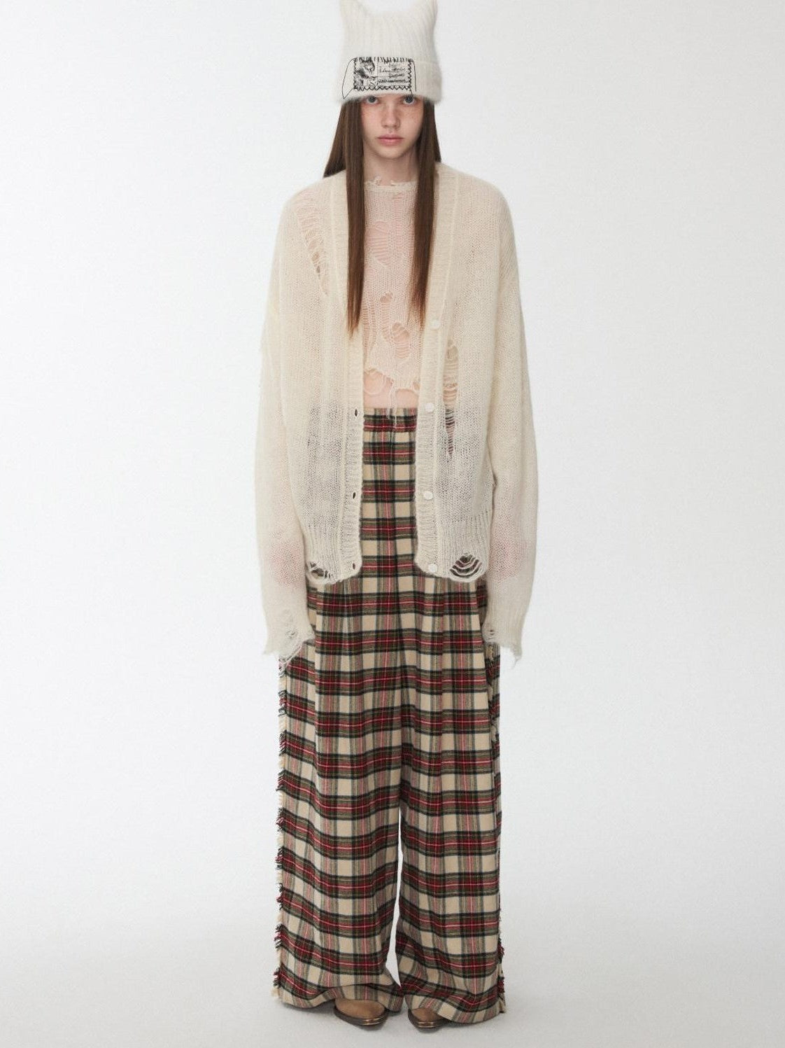 Star Openwork Distressed Women's Mohair Oversized Sheer Knit Cardigans