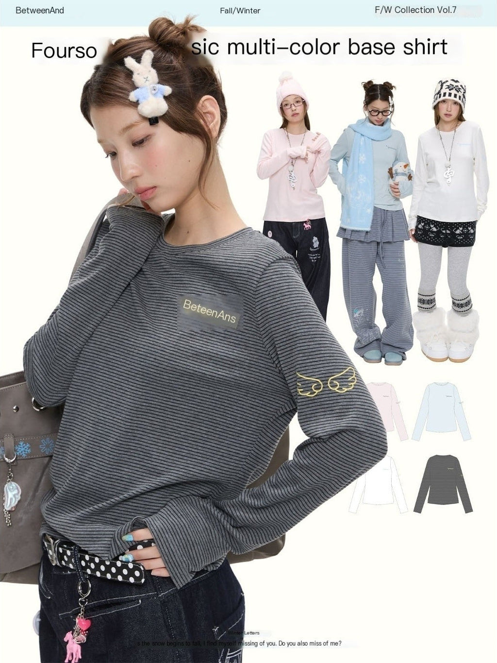 Striped Printed Round Neck Women's Viscose Blend Long Sleeve T-shirts