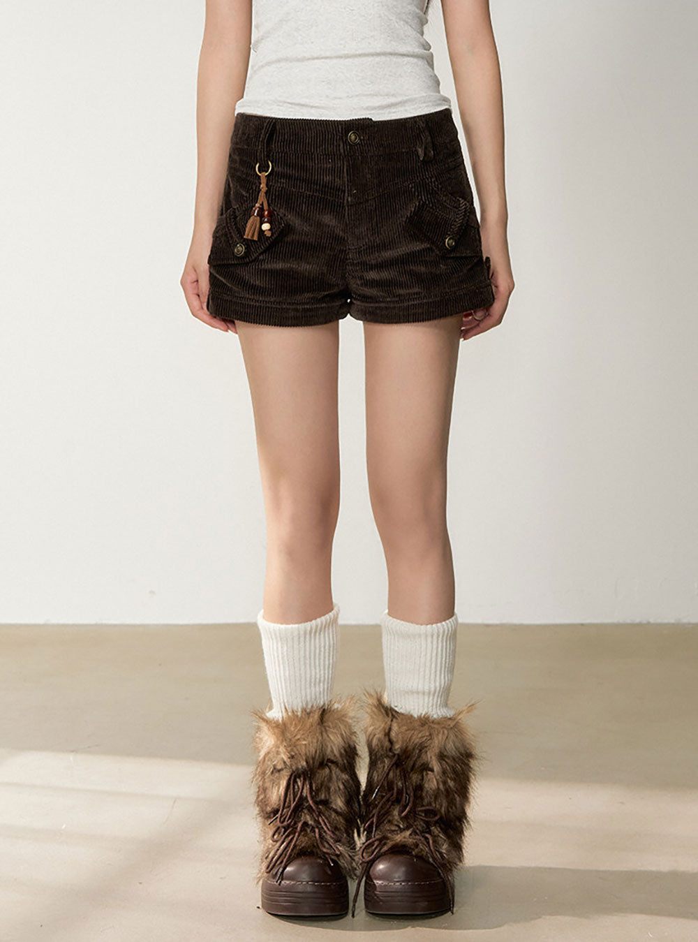 Dark Brown Corduroy Shorts