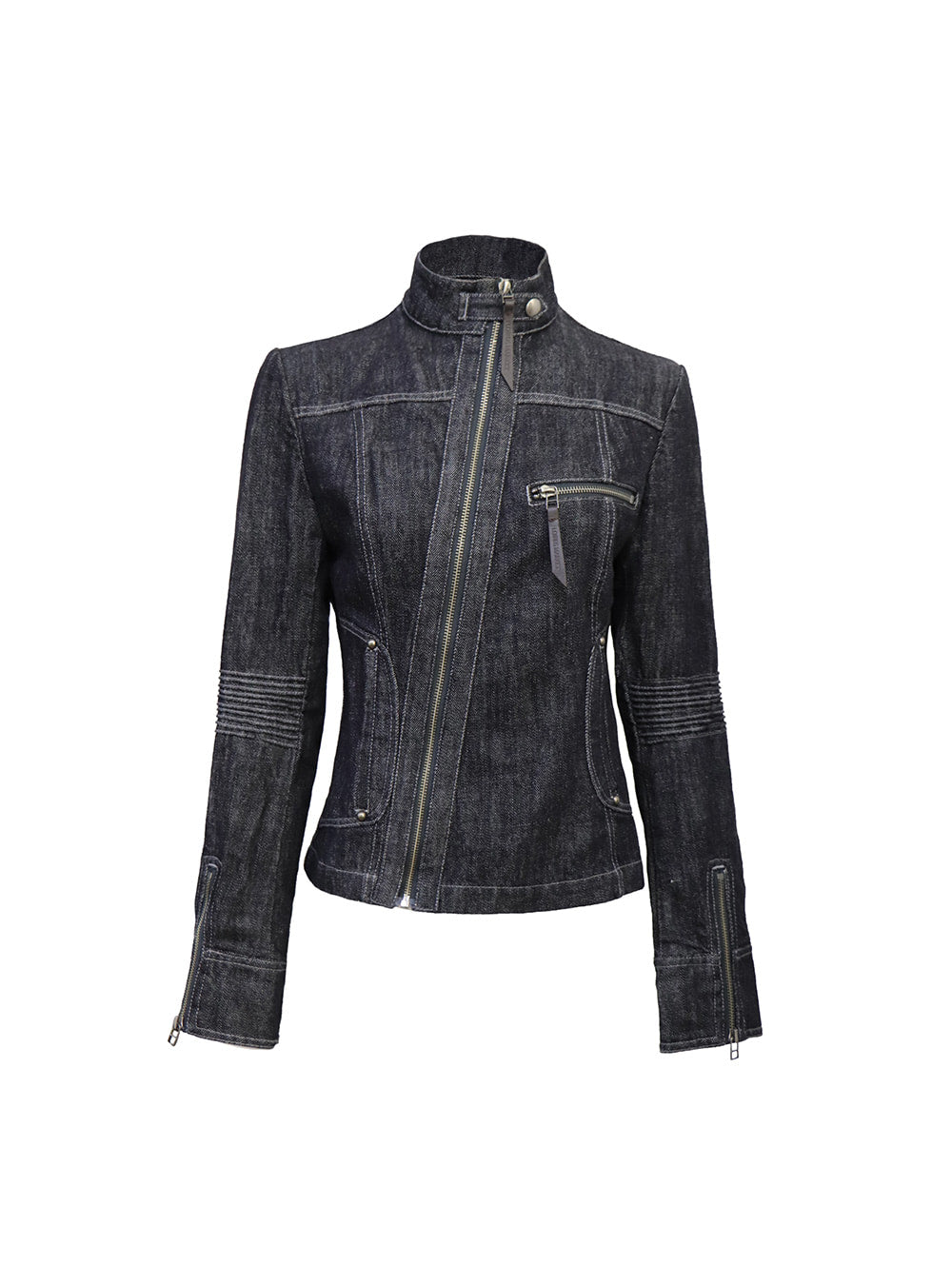 Classic Raw Denim Stand Collar Jacket