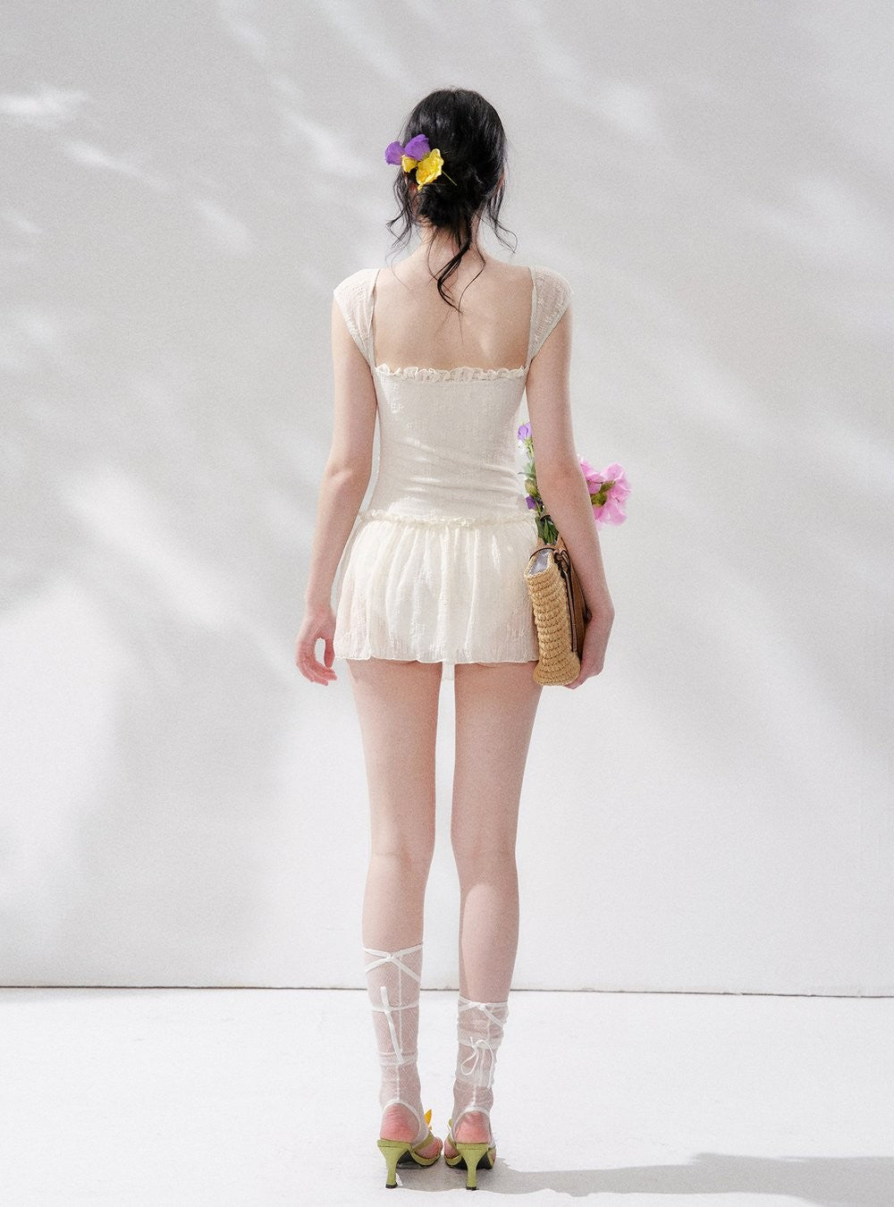 Pure Lace Shirring Swimdress