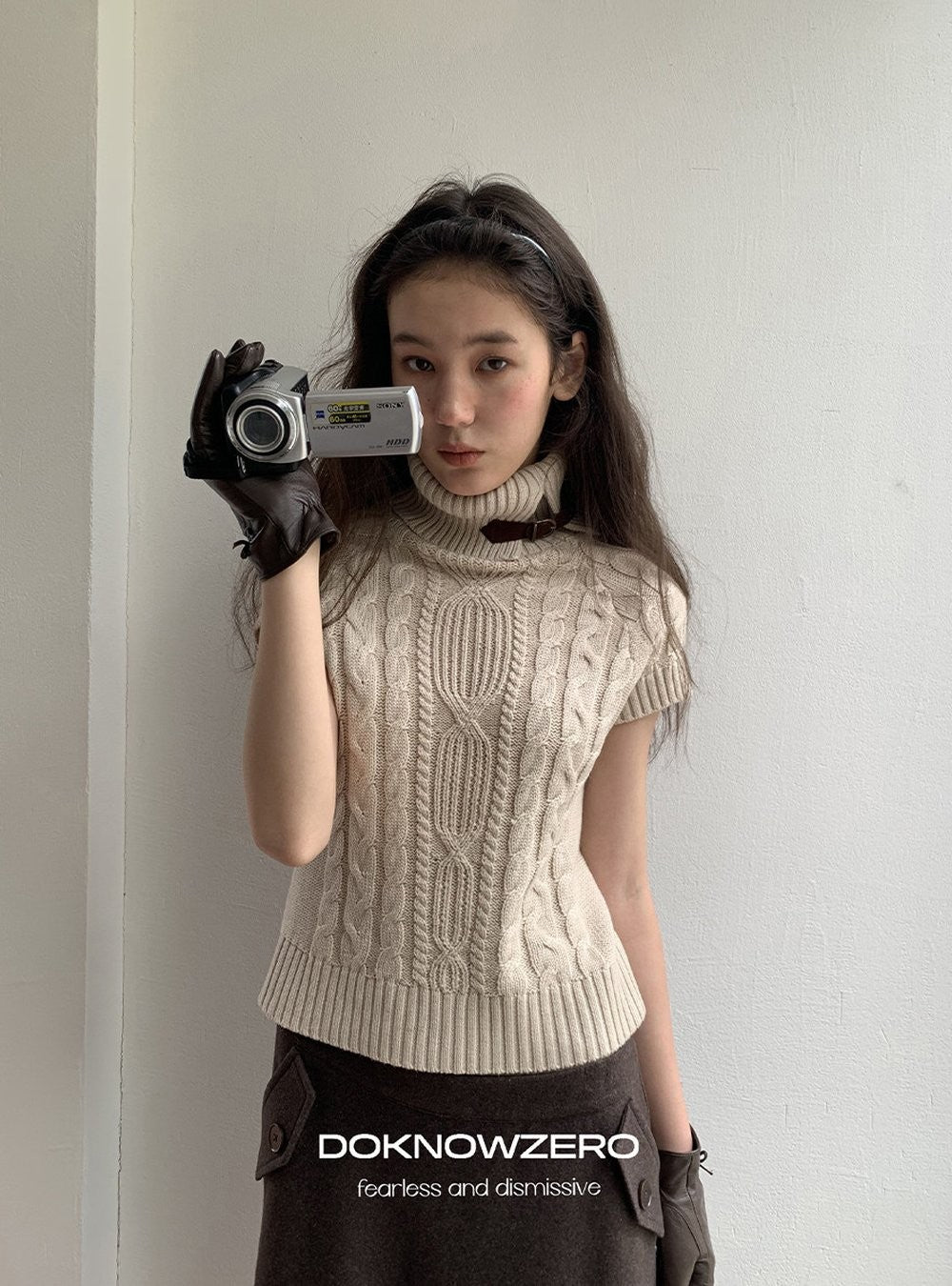 Turtleneck Cable Knit Top