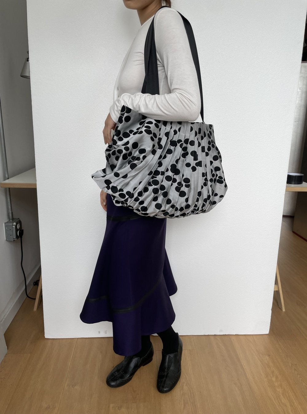 Pleated Dot Layer Tote Bag