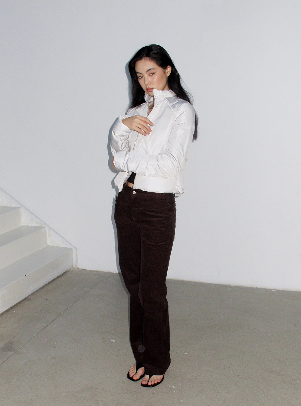Vertical Stripe Corduroy Casual Pants