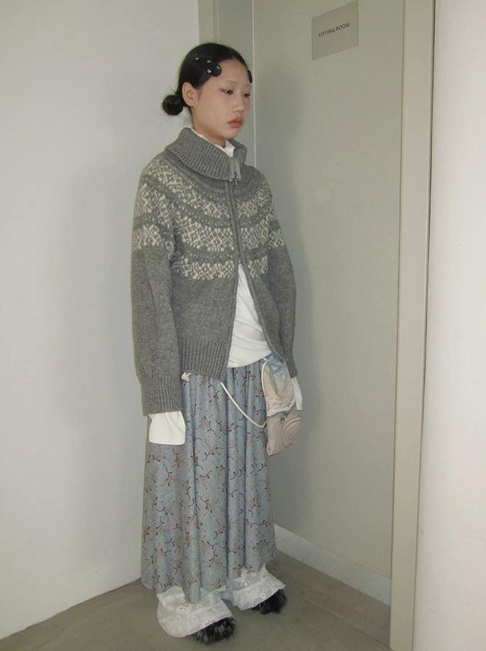 3months | CASUAL FAIR ISLE KNIT CARDIGAN【ID:TN00067】