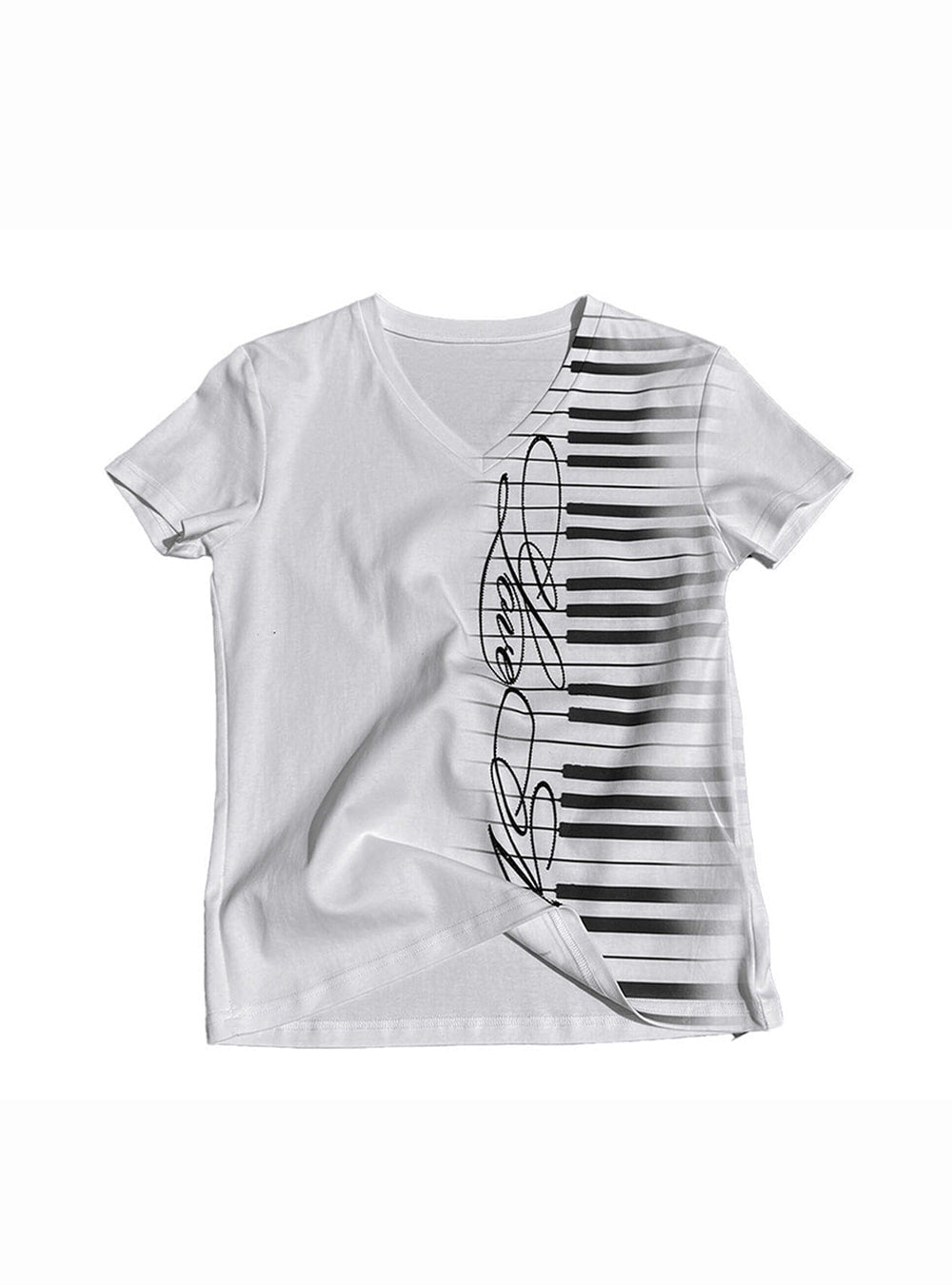 Music Key Print V-Neck Top (2color)
