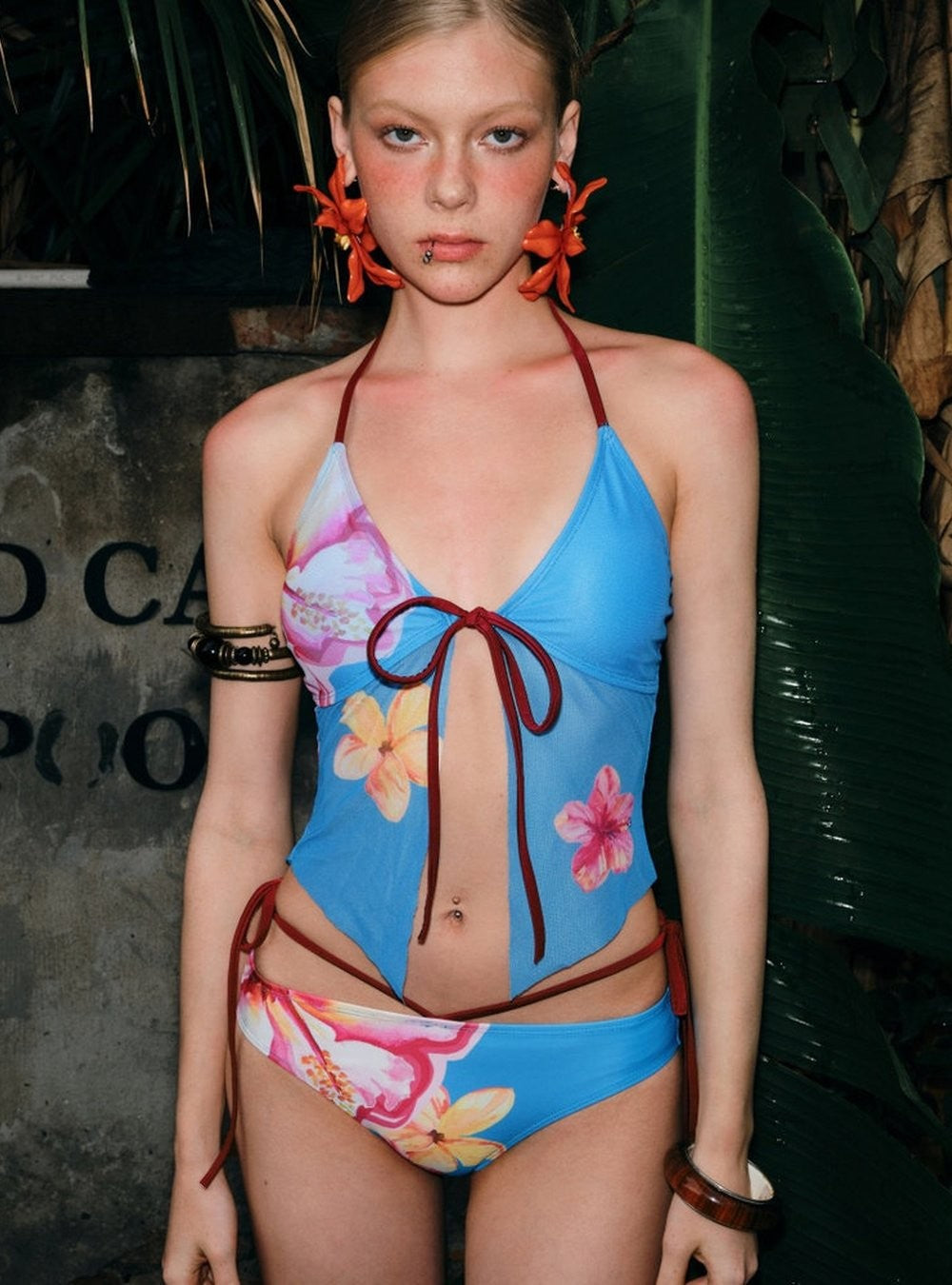 Island Bloom Tie Halter Swim Set (3Piece)