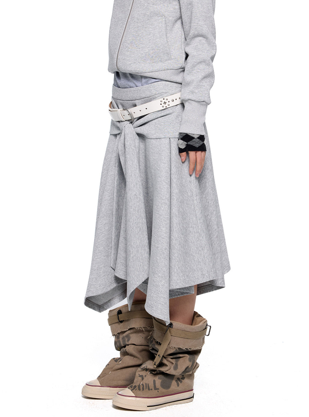 Asymmetric Tie Wrap Midi Skirt (2color)