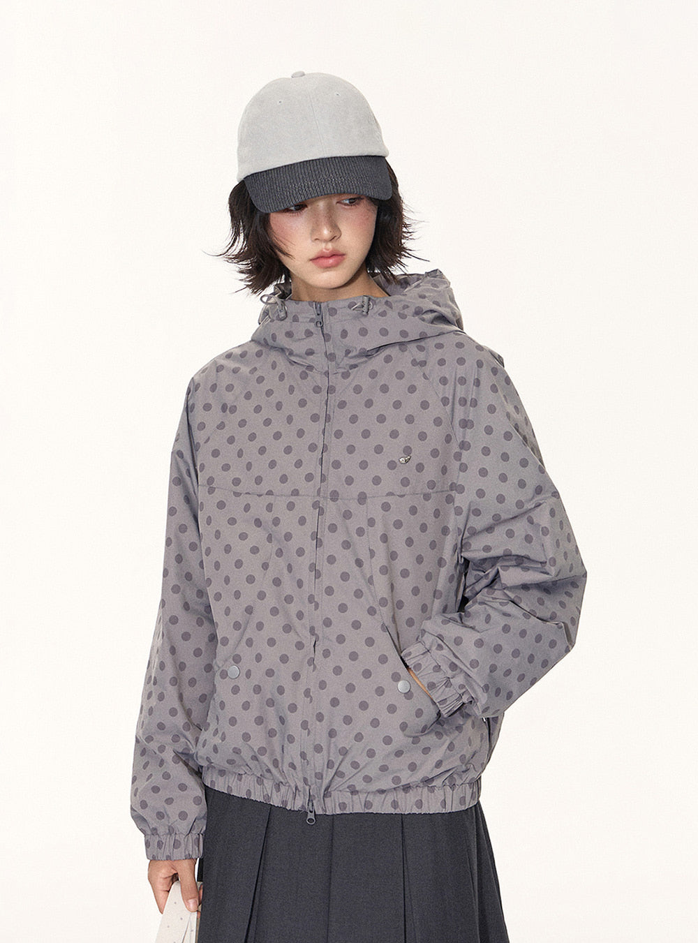 Ash Gray Polka Dot Windbreaker