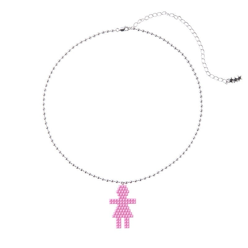 Multicolor Studded Human Figure Single Strand Women'S Copper Necklaces