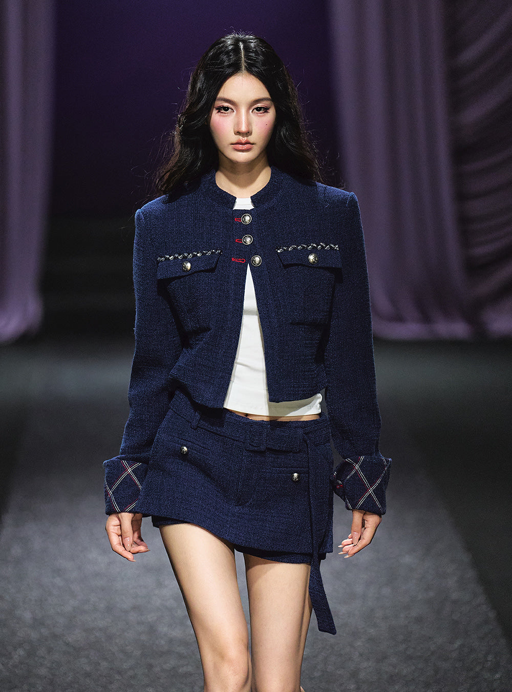 Midnight Tweed Jacket & Skirt Set Up (2piece)