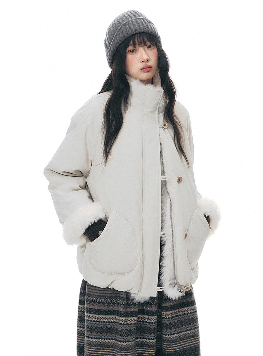 Folded Edge Wool Rib Beanie (3color)